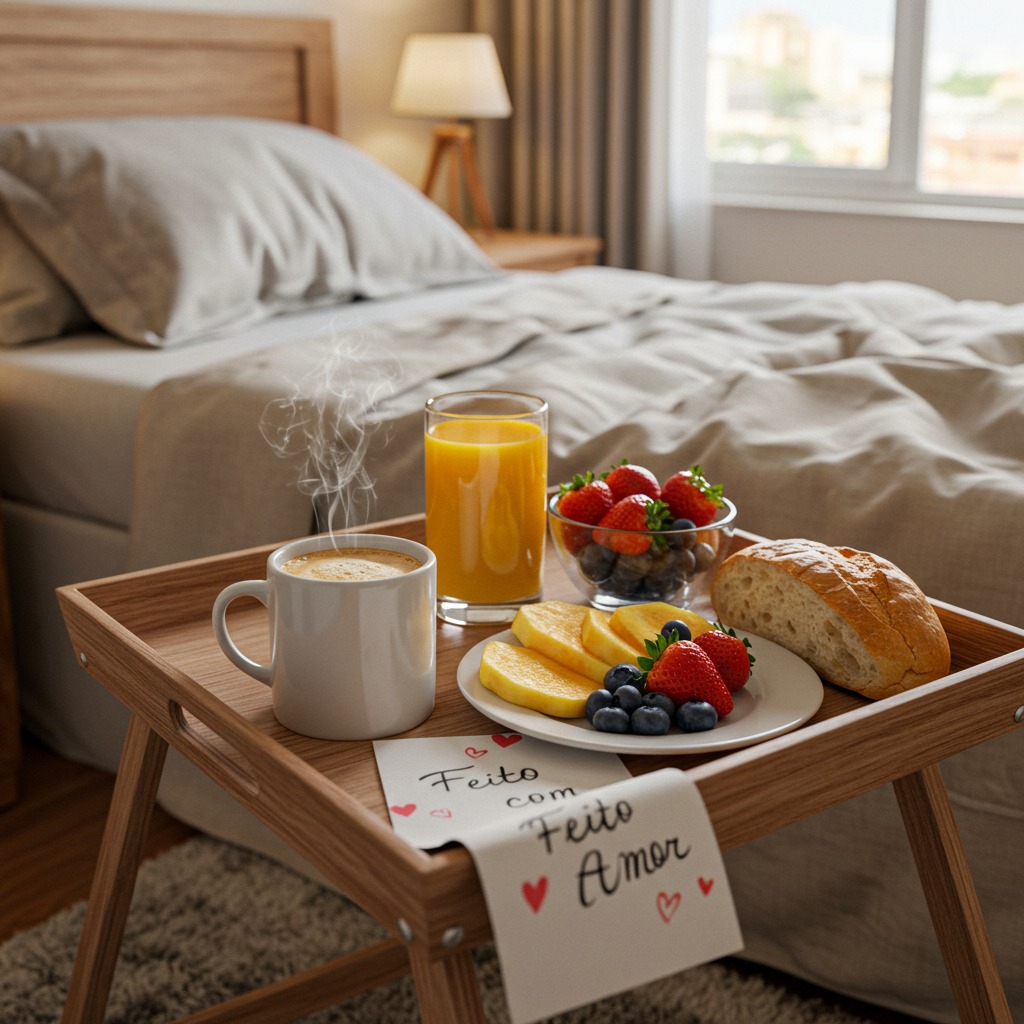 Cota para o café da manhã na cama (feito pelo noivo!)